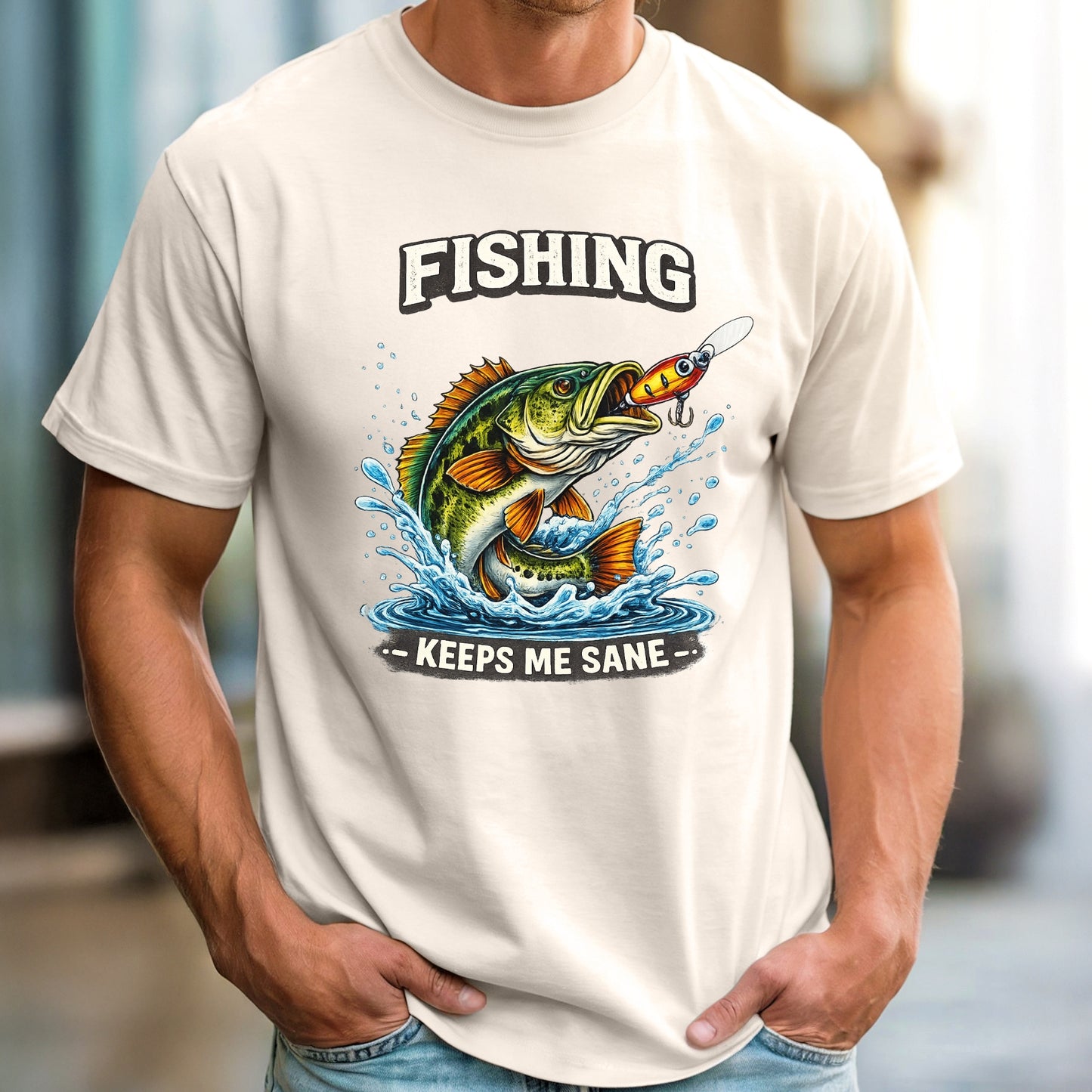 Funny Fishing shirt Fishing keeps me sane Fisherman T-shirt gift