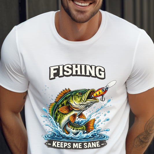 Funny Fishing shirt Fishing keeps me sane Fisherman T-shirt gift