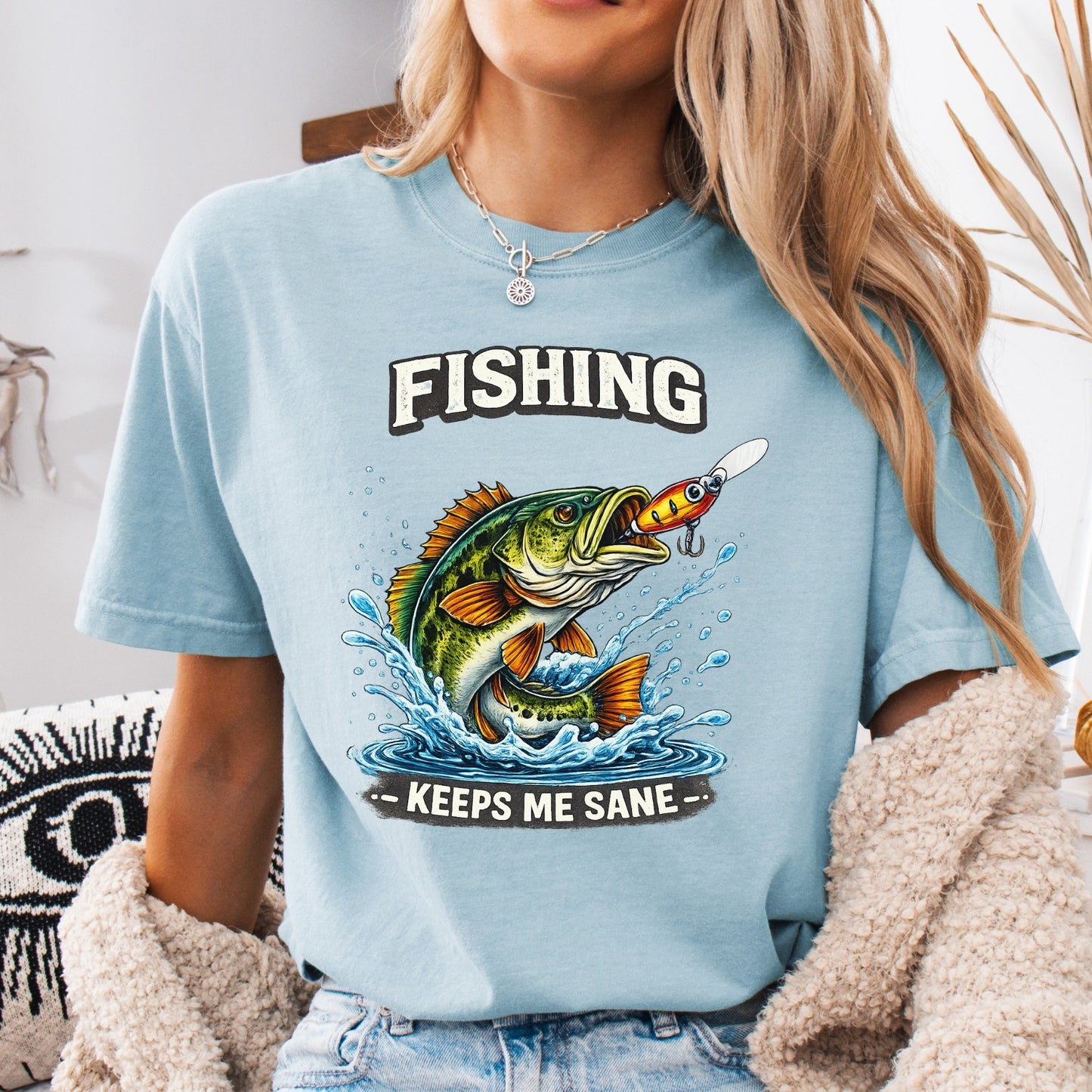 Funny Fishing shirt Fishing keeps me sane Fisherman T-shirt gift