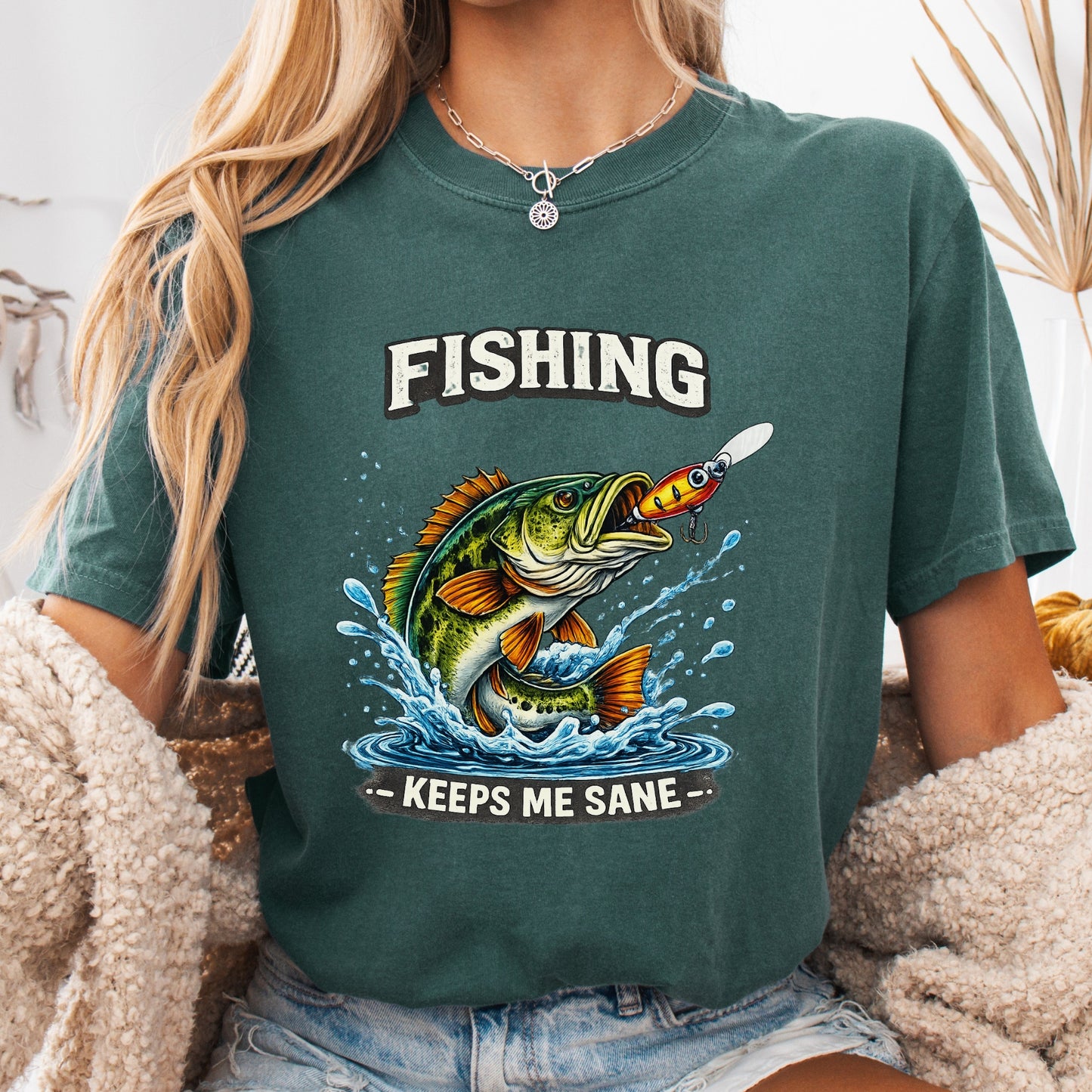 Funny Fishing shirt Fishing keeps me sane Fisherman T-shirt gift