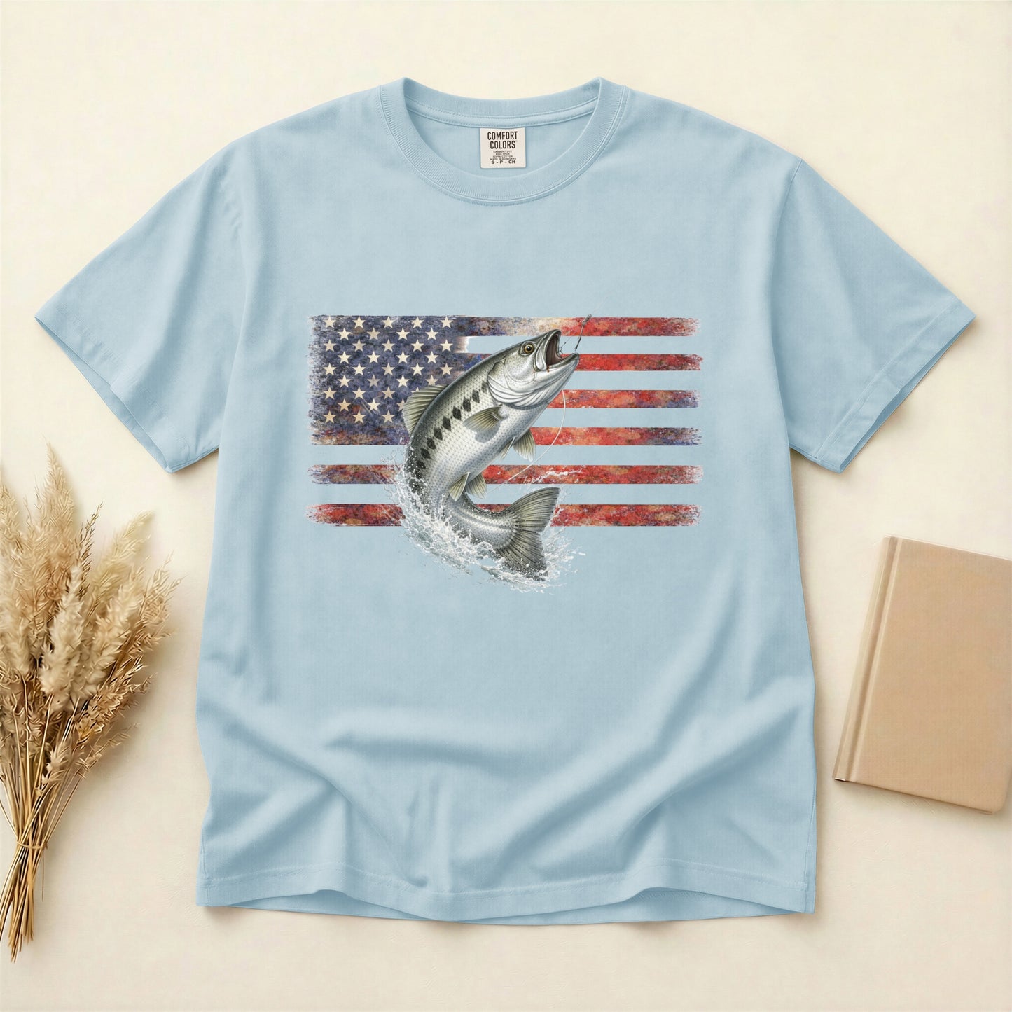 Fishing T Shirt USA Flag Fish Out of Water gift for fisherman Chinook Salmon
