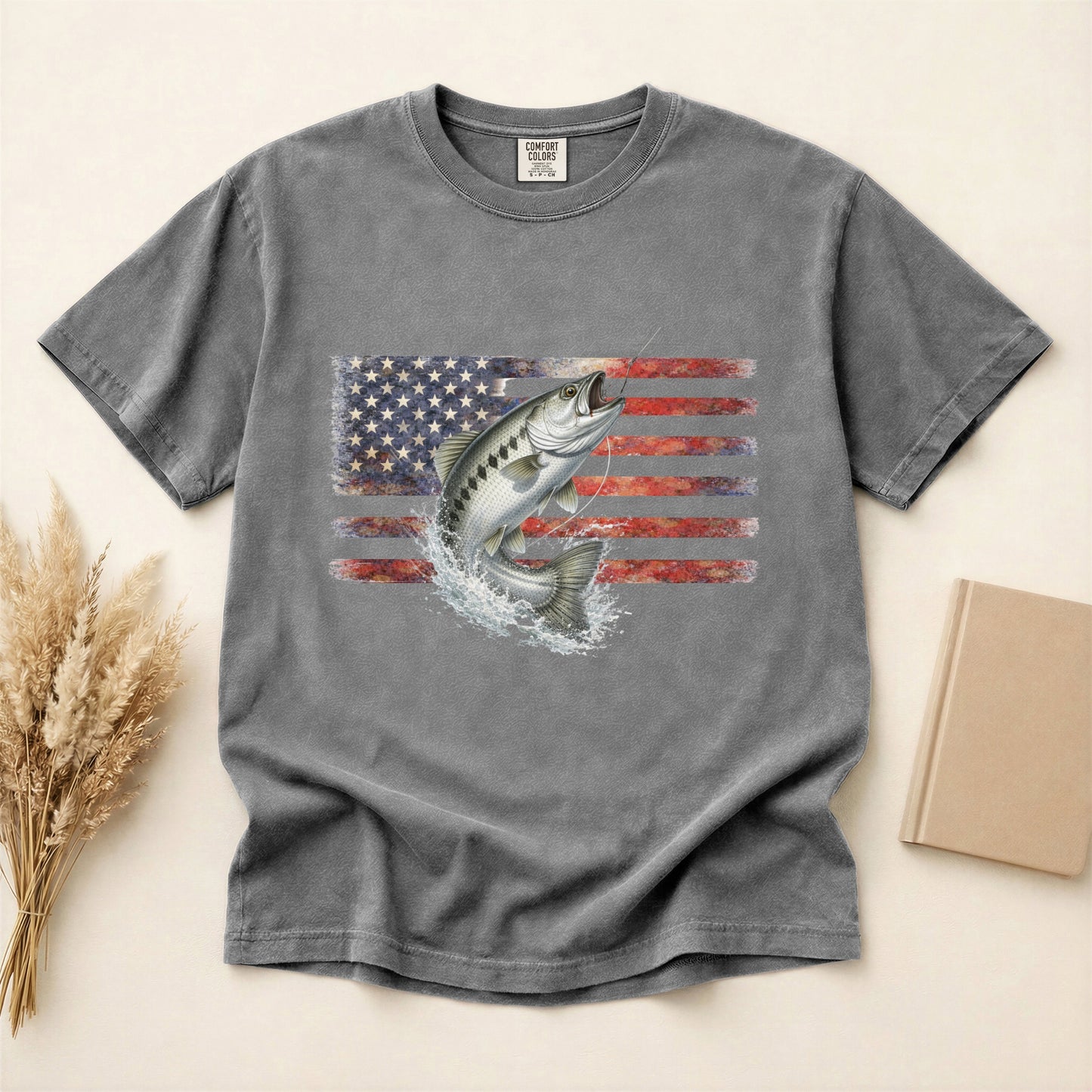 Fishing T Shirt USA Flag Fish Out of Water gift for fisherman Chinook Salmon