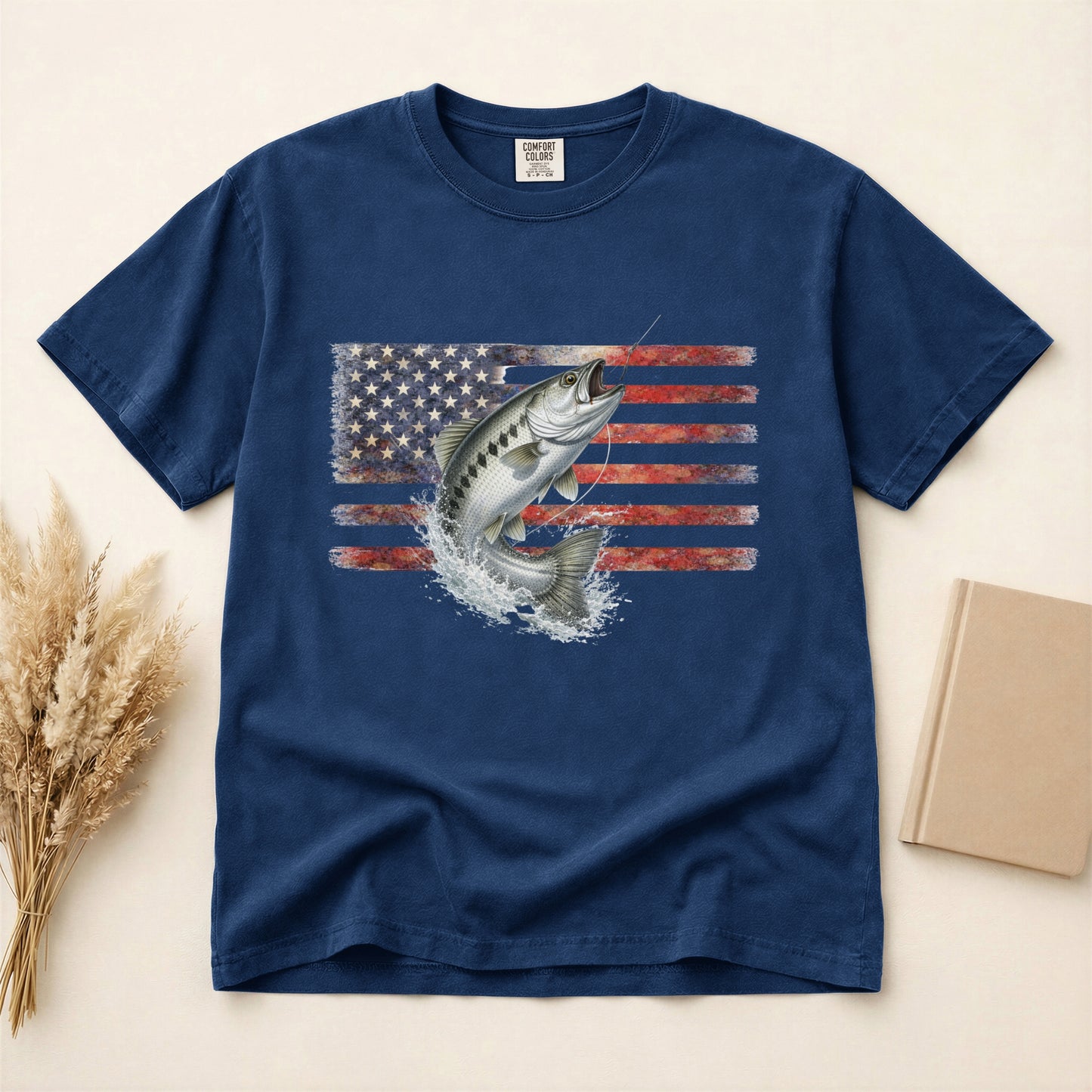 Fishing T Shirt USA Flag Fish Out of Water gift for fisherman Chinook Salmon