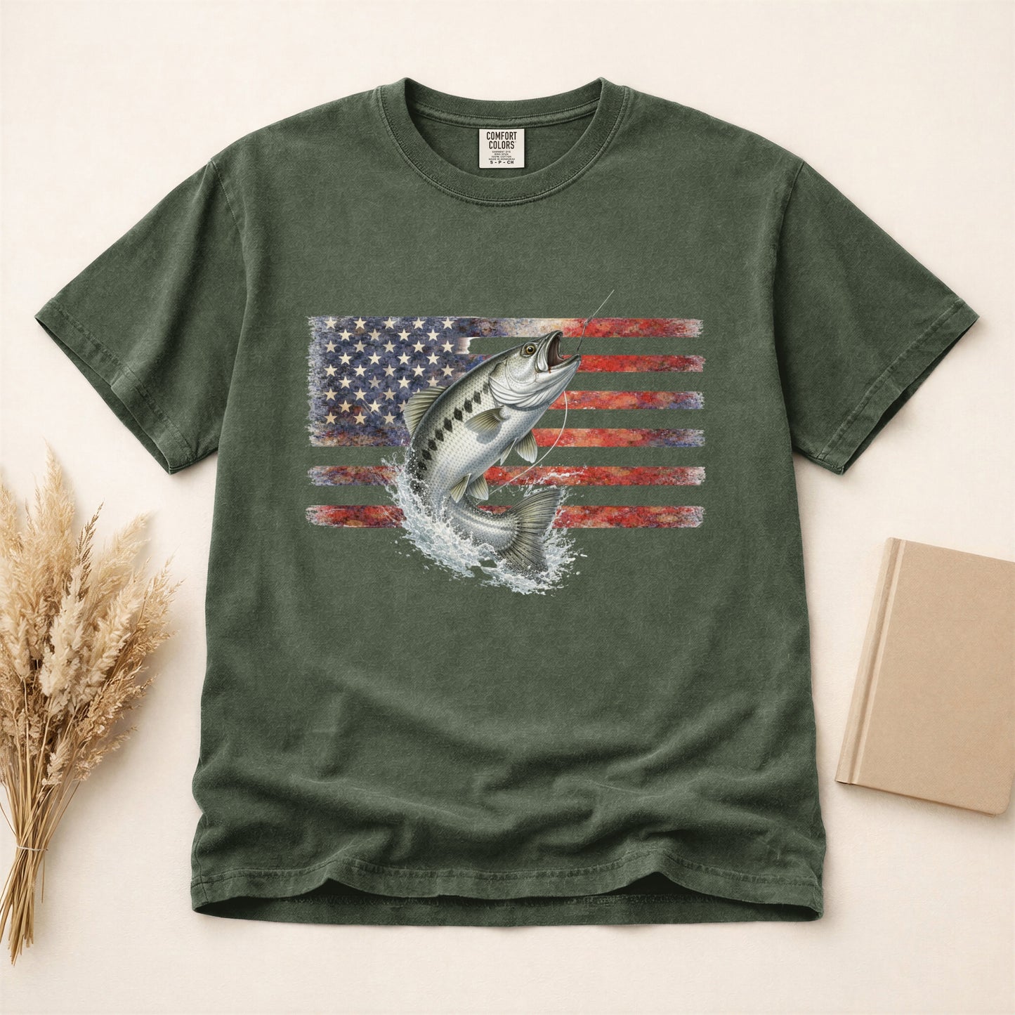 Fishing T Shirt USA Flag Fish Out of Water gift for fisherman Chinook Salmon