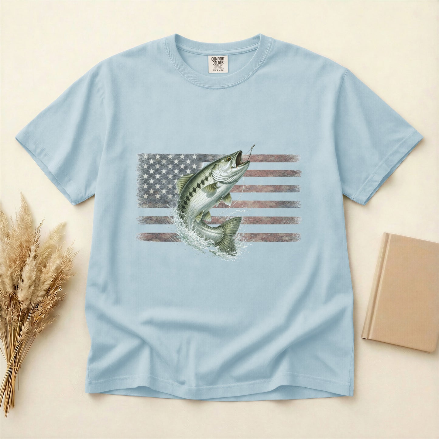 American Flag Fish T-Shirt | Vintage Fishing Graphic Tee | Gift for fishermen