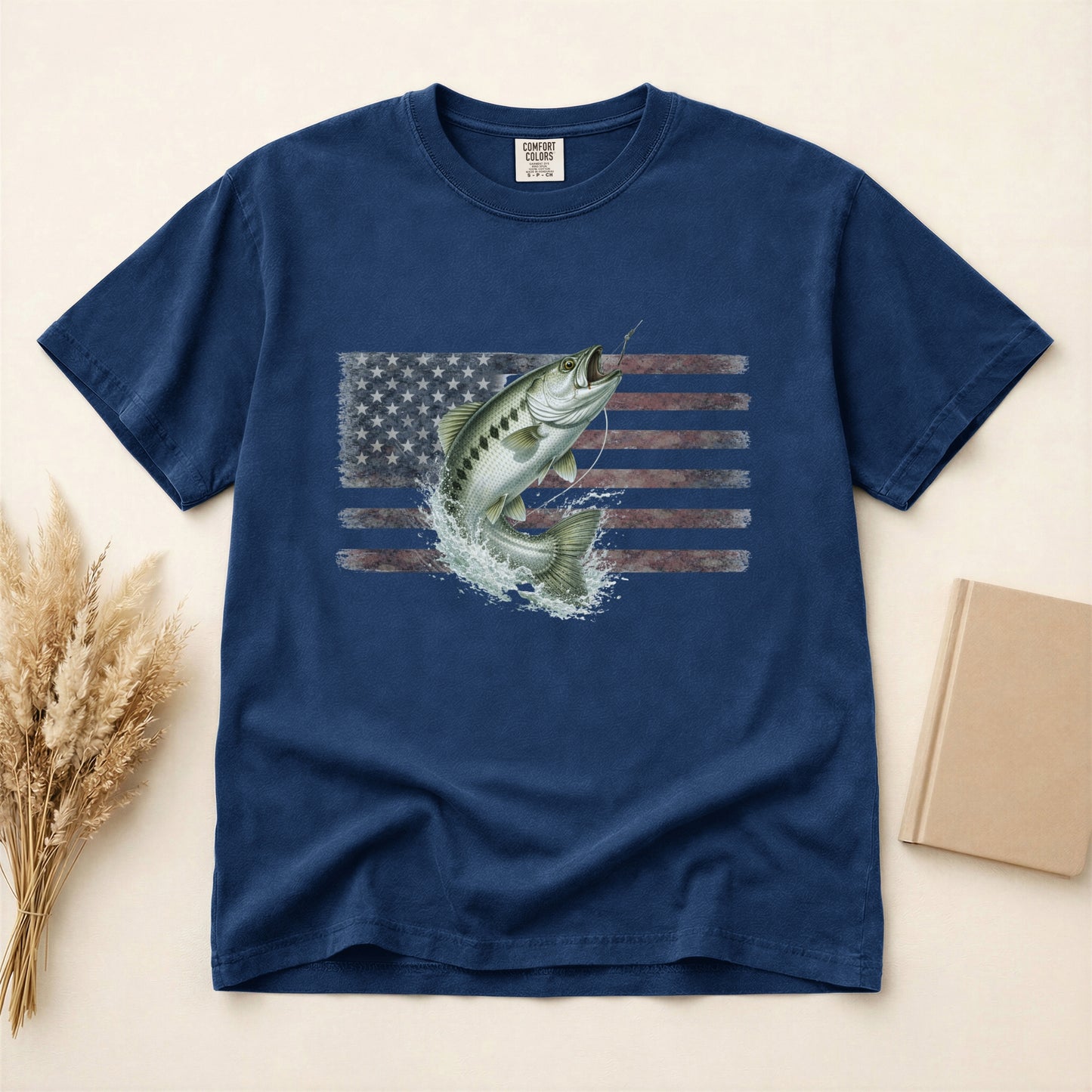 American Flag Fish T-Shirt | Vintage Fishing Graphic Tee | Gift for fishermen