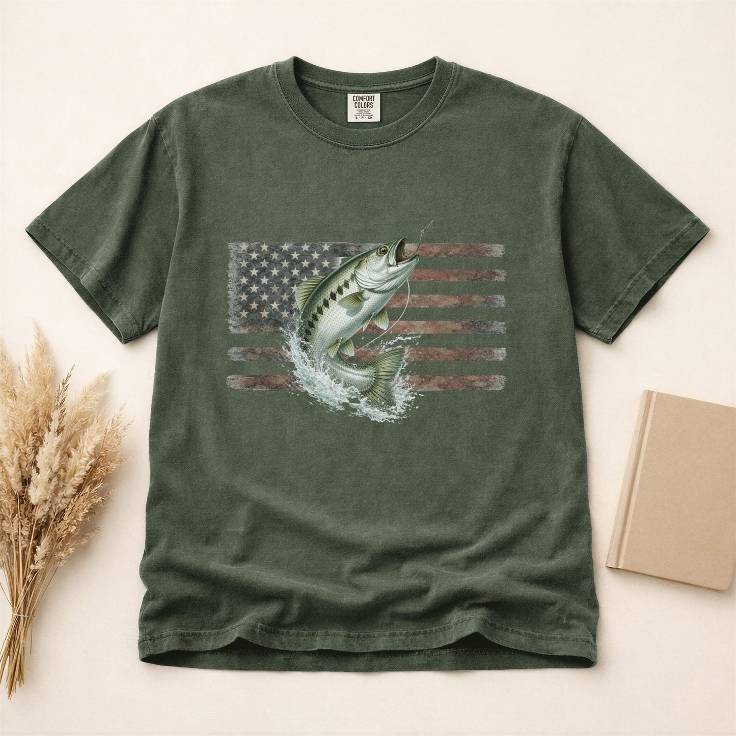 American Flag Fish T-Shirt | Vintage Fishing Graphic Tee | Gift for fishermen