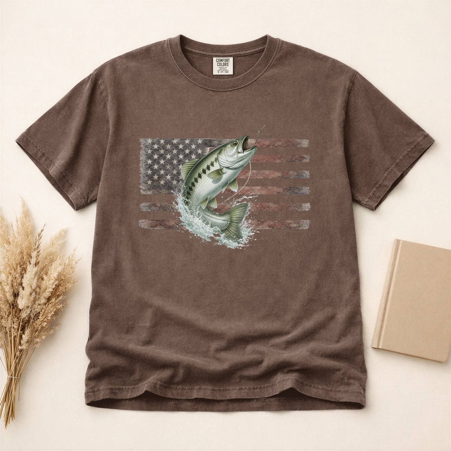 American Flag Fish T-Shirt | Vintage Fishing Graphic Tee | Gift for fishermen