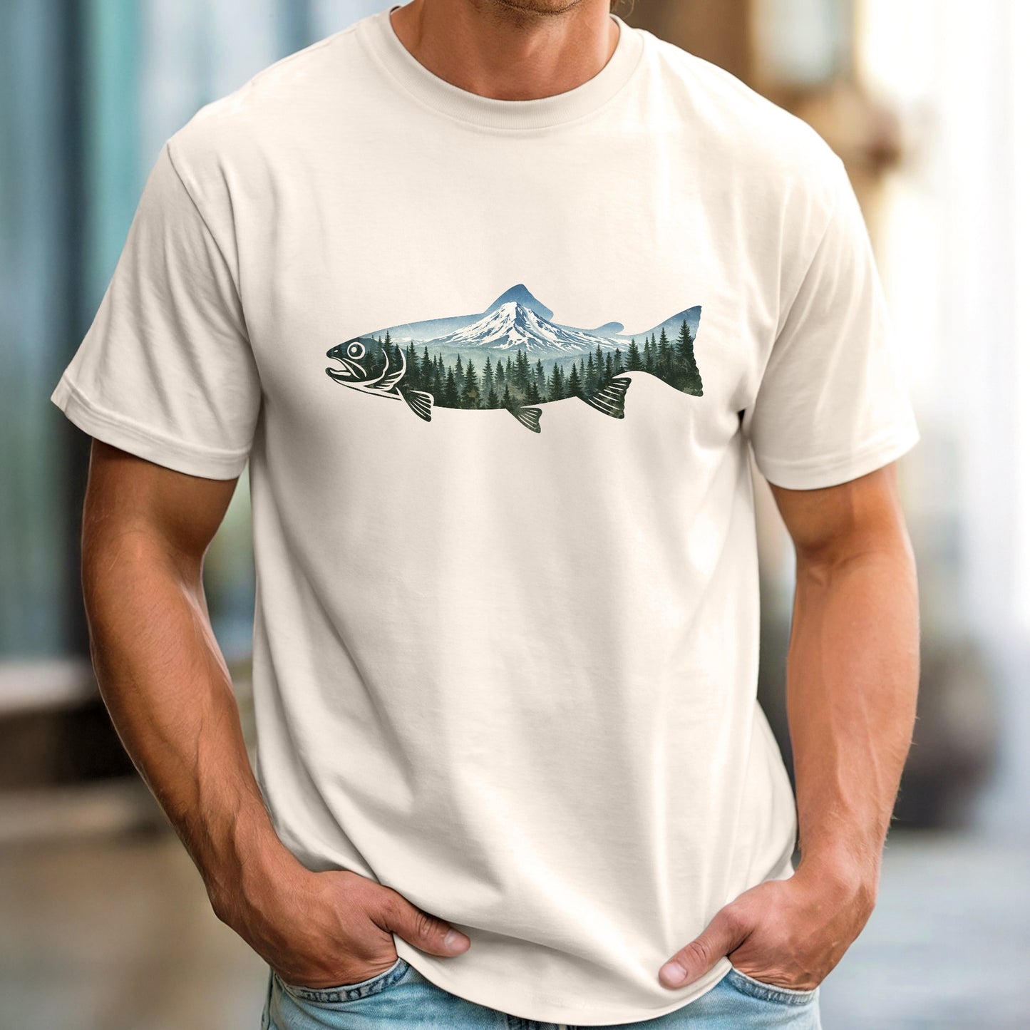 Mountain Fish T-Shirt — Outdoor Fishing Mt Hood Northwest gift for fishing lovers