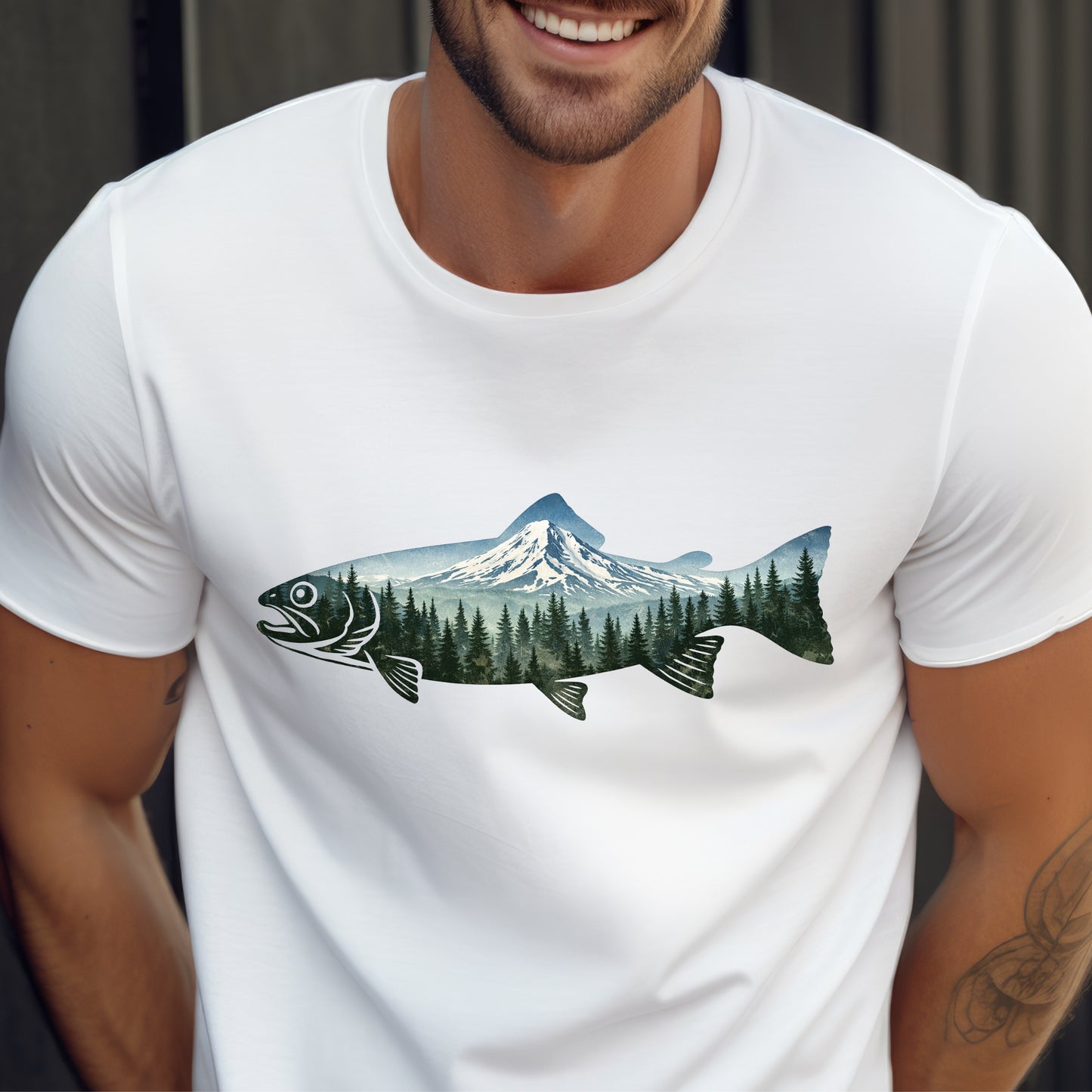 Mountain Fish T-Shirt — Outdoor Fishing Mt Hood Northwest gift for fishing lovers