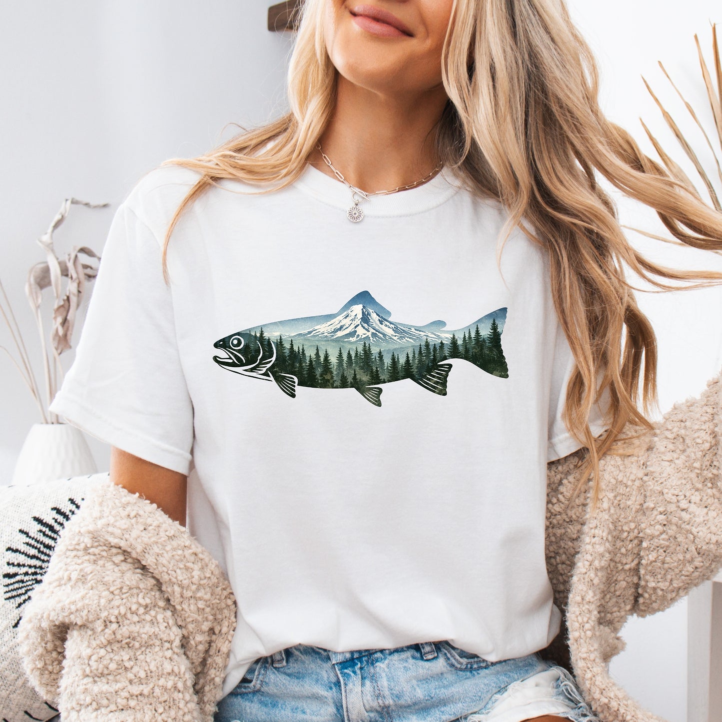 Mountain Fish T-Shirt — Outdoor Fishing Mt Hood Northwest gift for fishing lovers