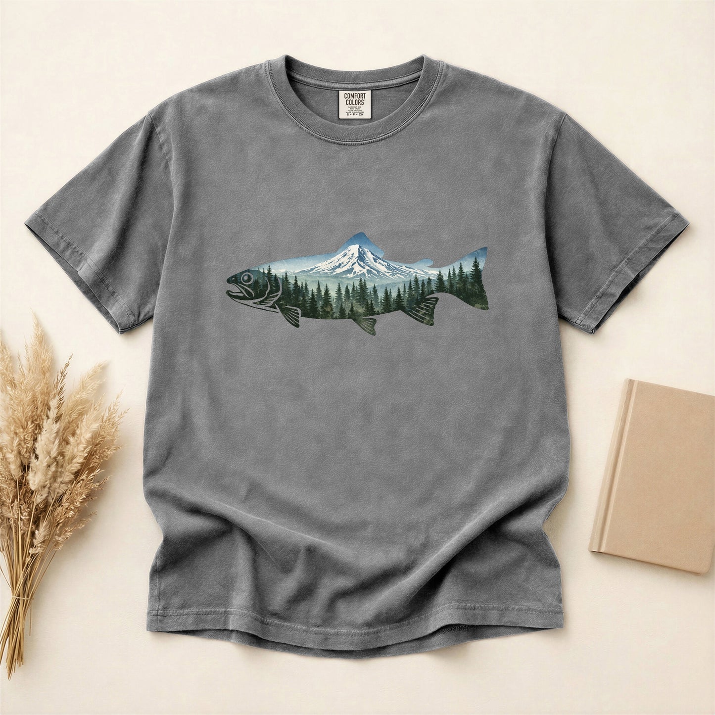 Mountain Fish T-Shirt — Outdoor Fishing Mt Hood Northwest gift for fishing lovers