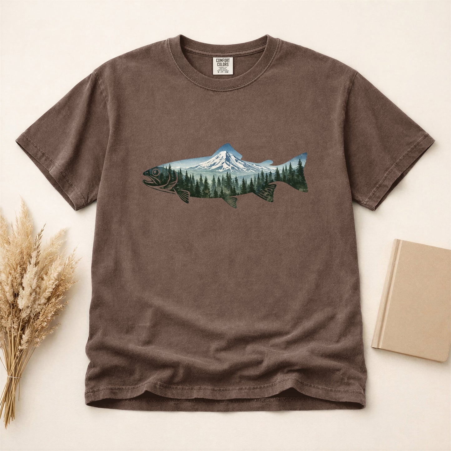 Mountain Fish T-Shirt — Outdoor Fishing Mt Hood Northwest gift for fishing lovers