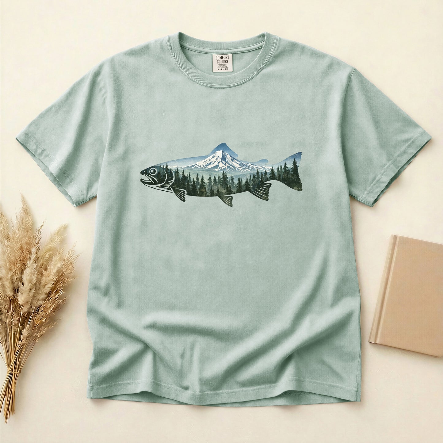 Mountain Fish T-Shirt — Outdoor Fishing Mt Hood Northwest gift for fishing lovers