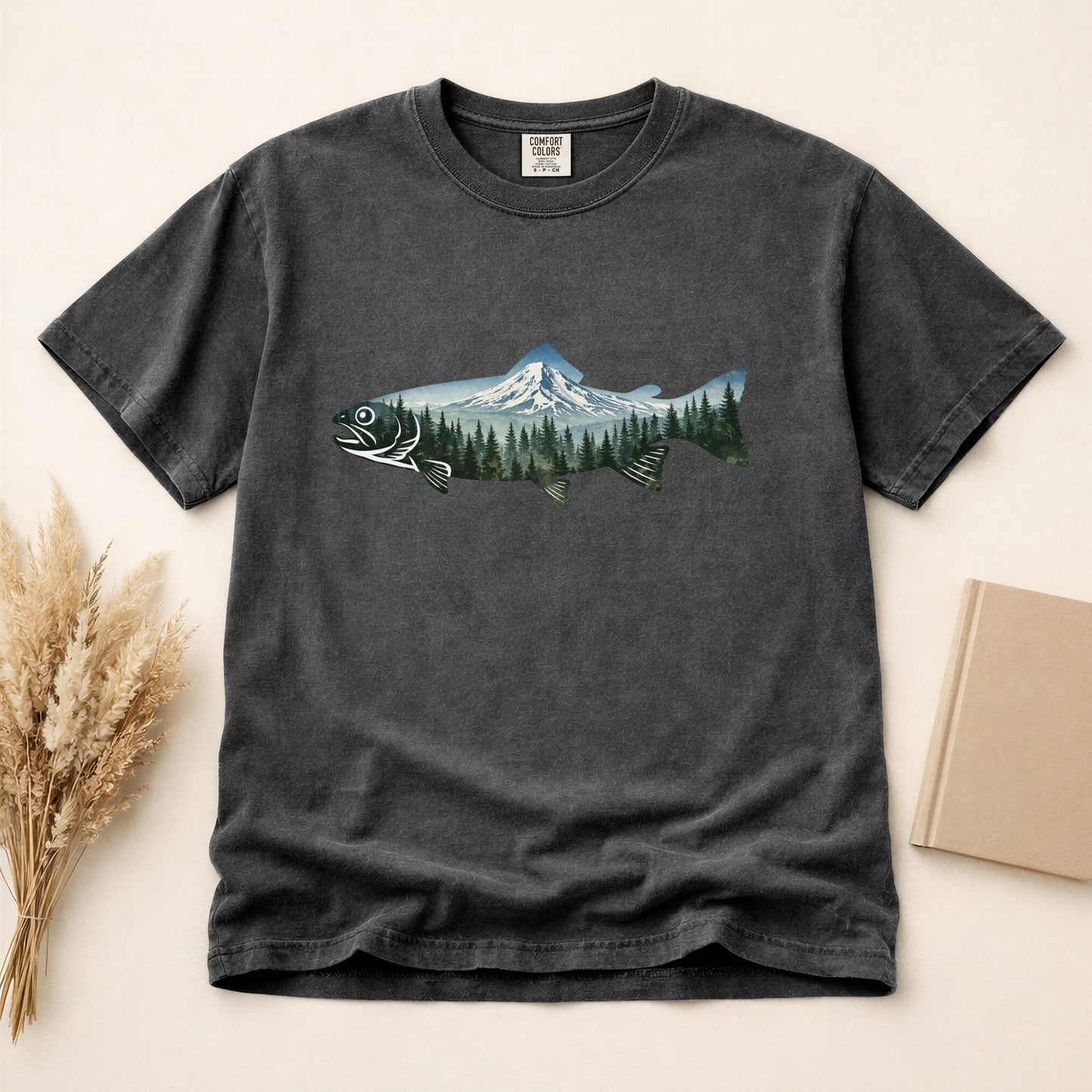 Mountain Fish T-Shirt — Outdoor Fishing Mt Hood Northwest gift for fishing lovers