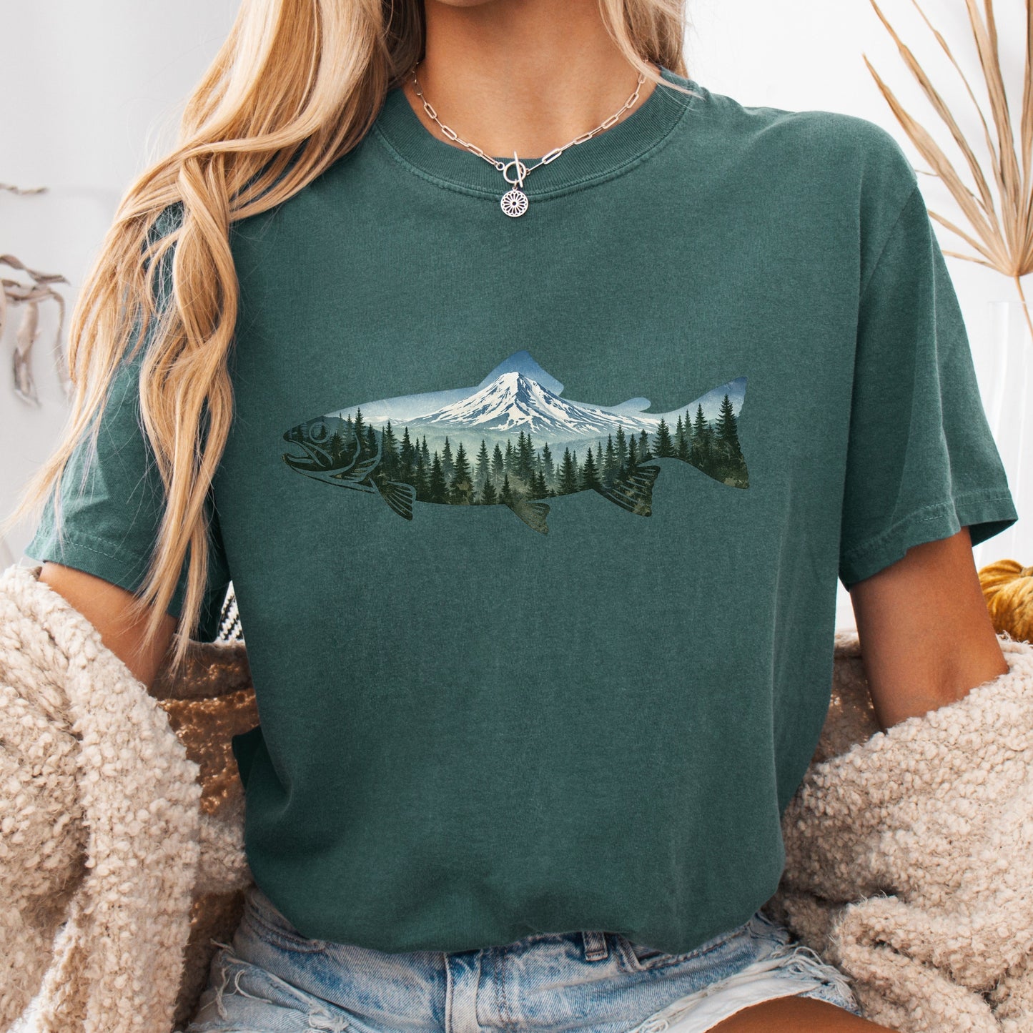 Mountain Fish T-Shirt — Outdoor Fishing Mt Hood Northwest gift for fishing lovers