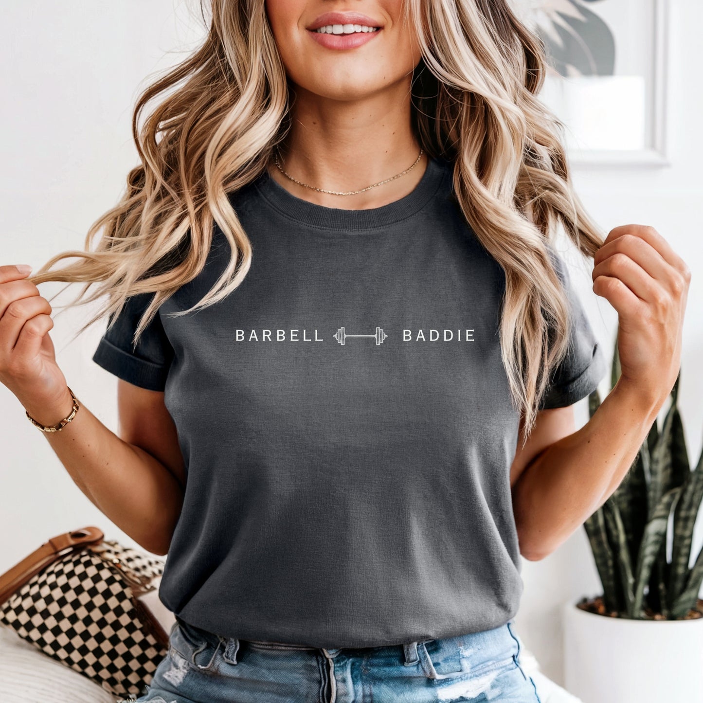 Barbell Baddie T-Shirt — Minimal Gym Fitness Tee