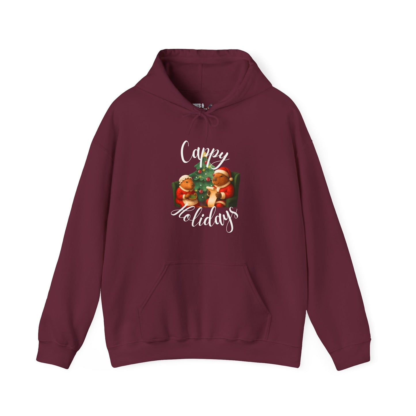 Capybara Holiday Hoodie — "Cappy Holidays" Holiday Capybara Christmas Sweatshirt
