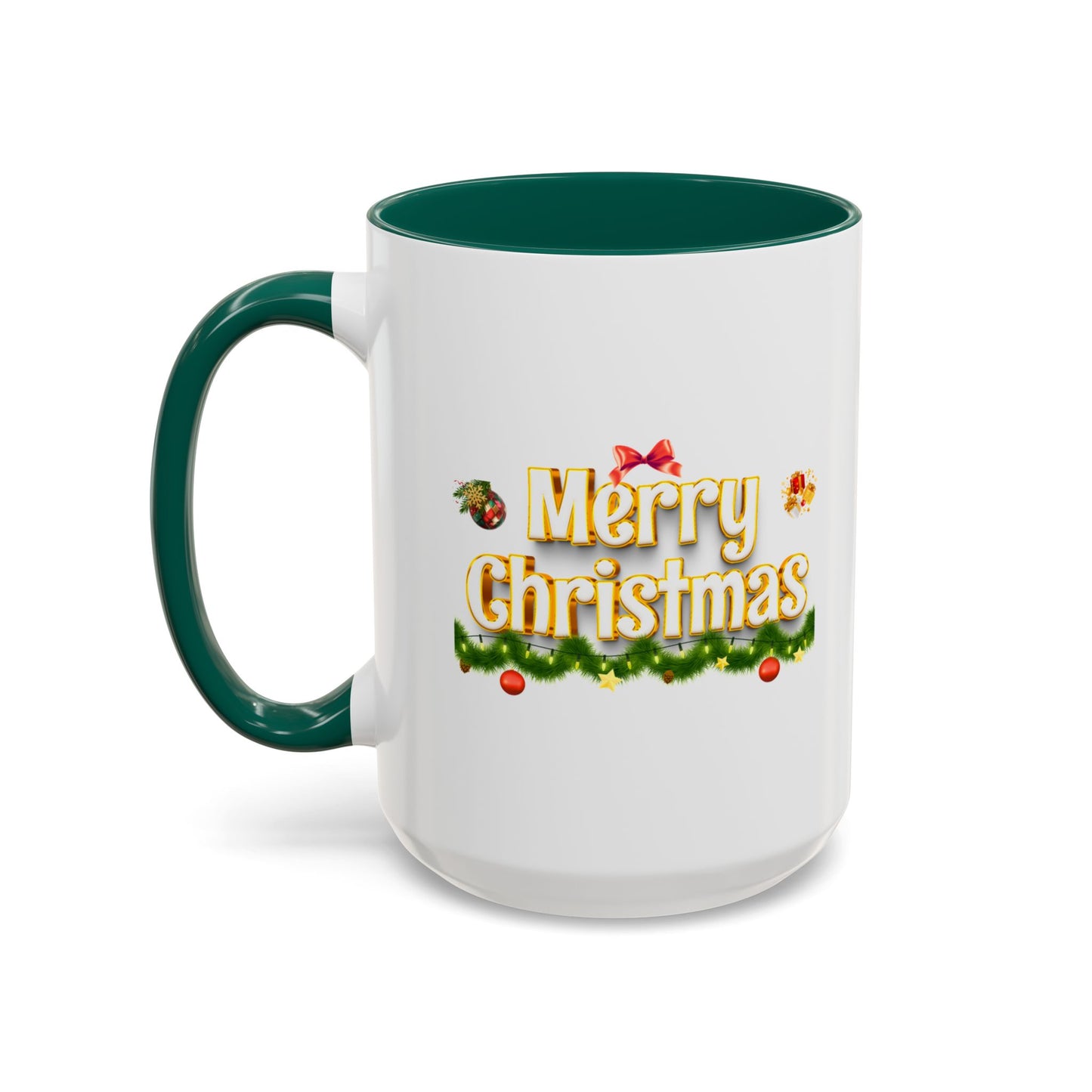 Merry Christmas Coffee Mug — Festive Holiday 11oz & 15oz Ceramic Mug, Two tones, Green, Red