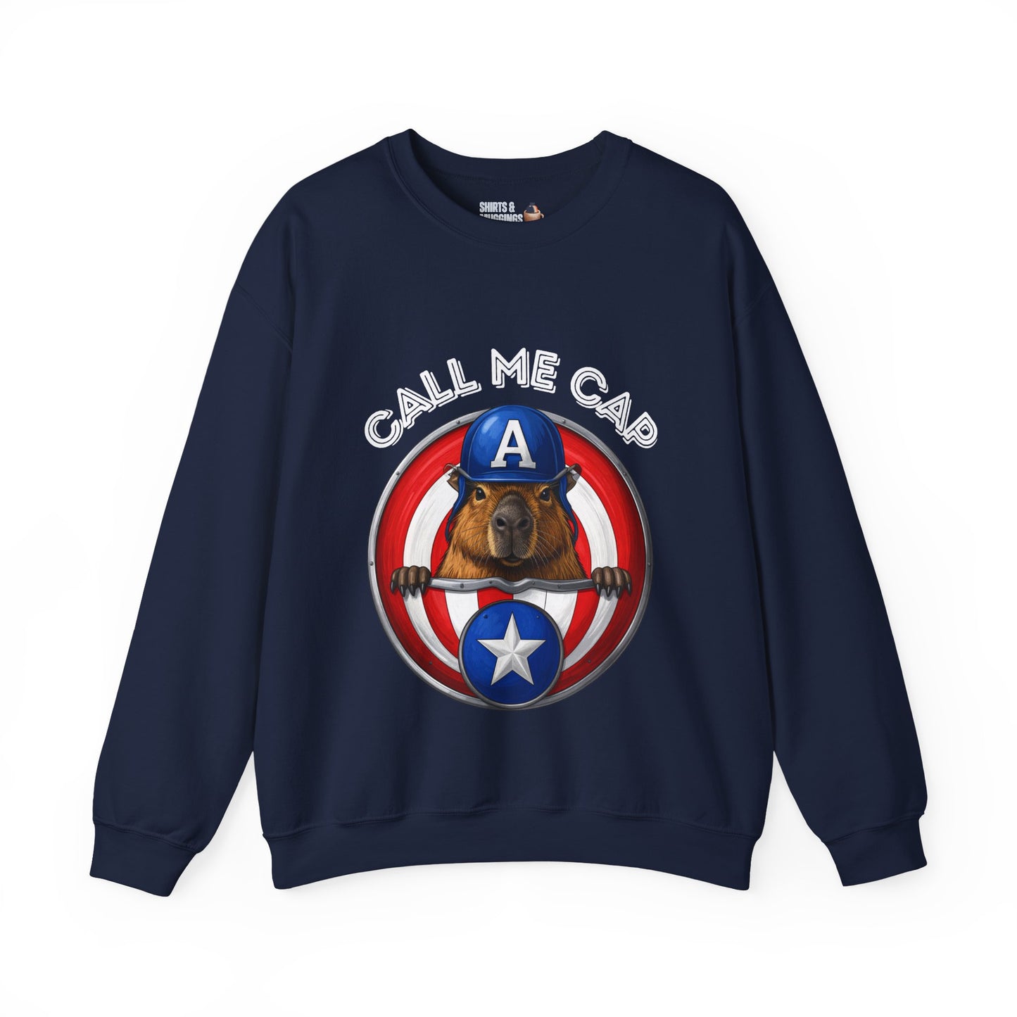 Call Me Cap Sweatshirt — Cute Capybara Captain Crewneck