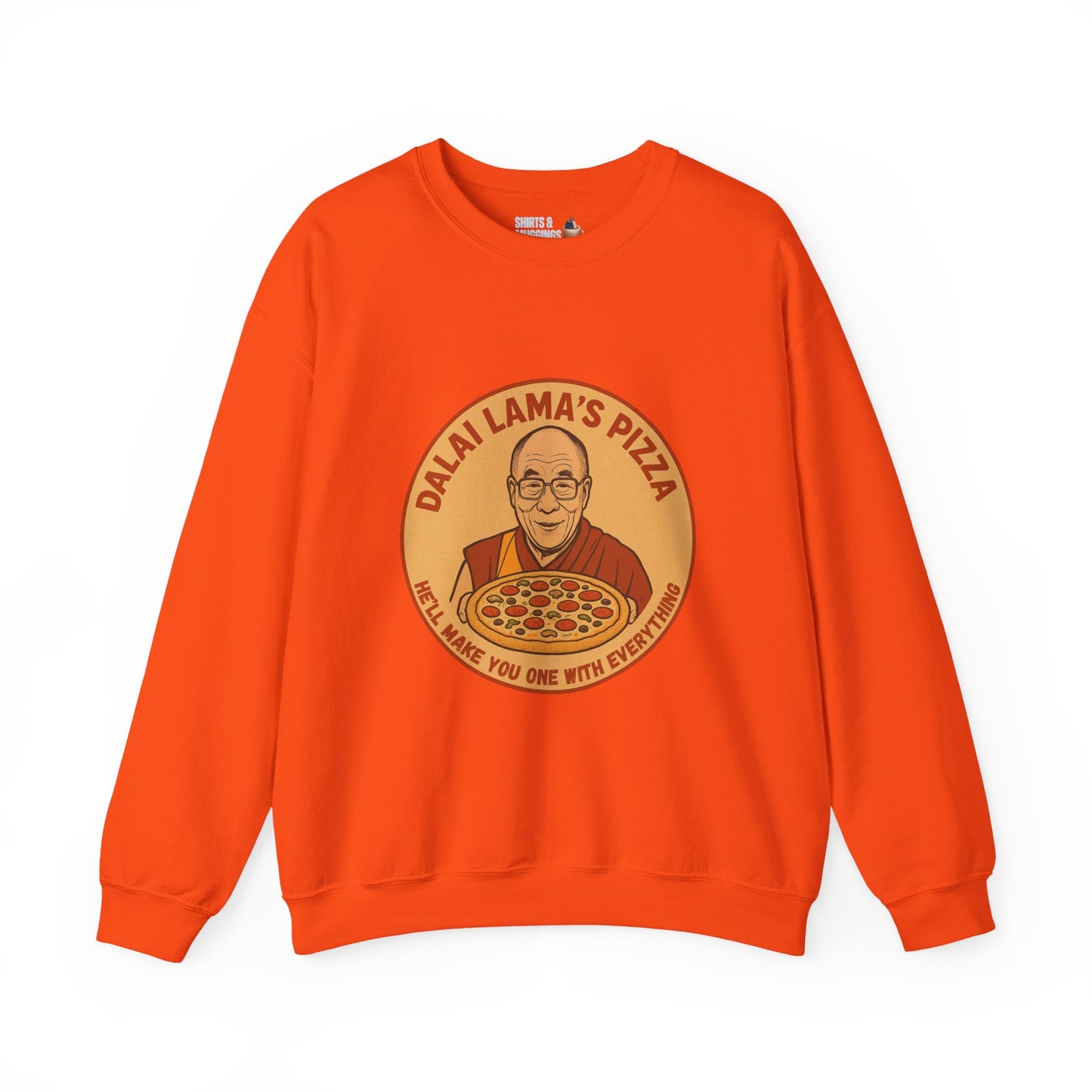 Dalai Lama's Pizza Unisex Crewneck Sweatshirt - Cozy Gift for Pizza Lovers, Unique Humor Apparel