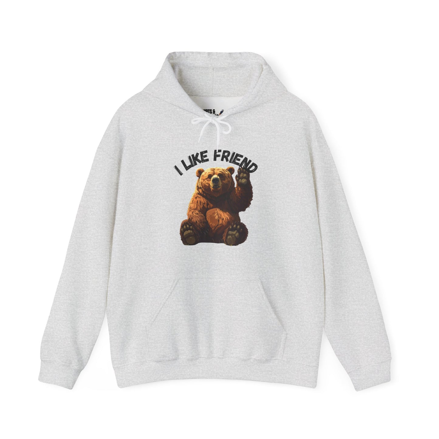 Bear 'I Like Friend' Hoodie - Cute Graphic Animal Pullover, Sweatshirt Gift