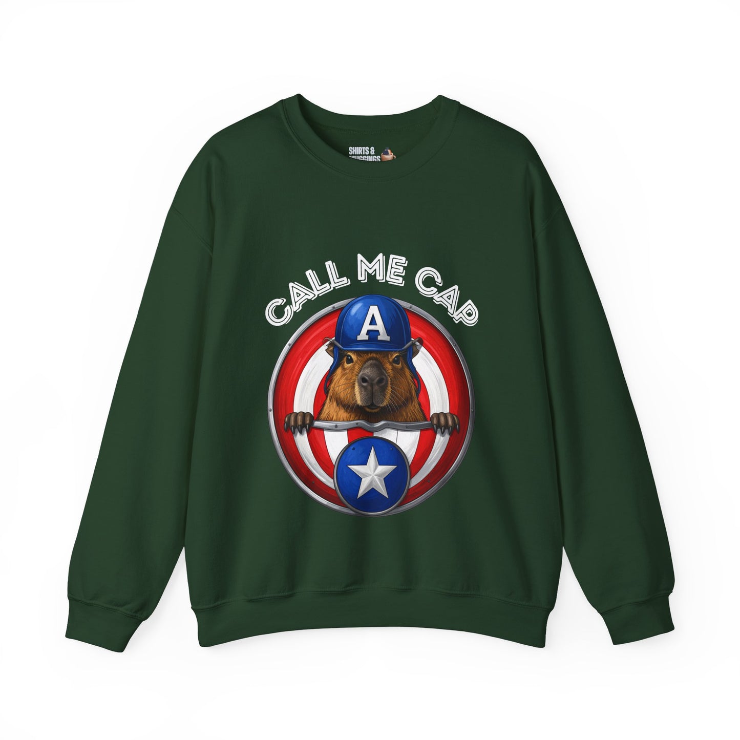 Call Me Cap Sweatshirt — Cute Capybara Captain Crewneck
