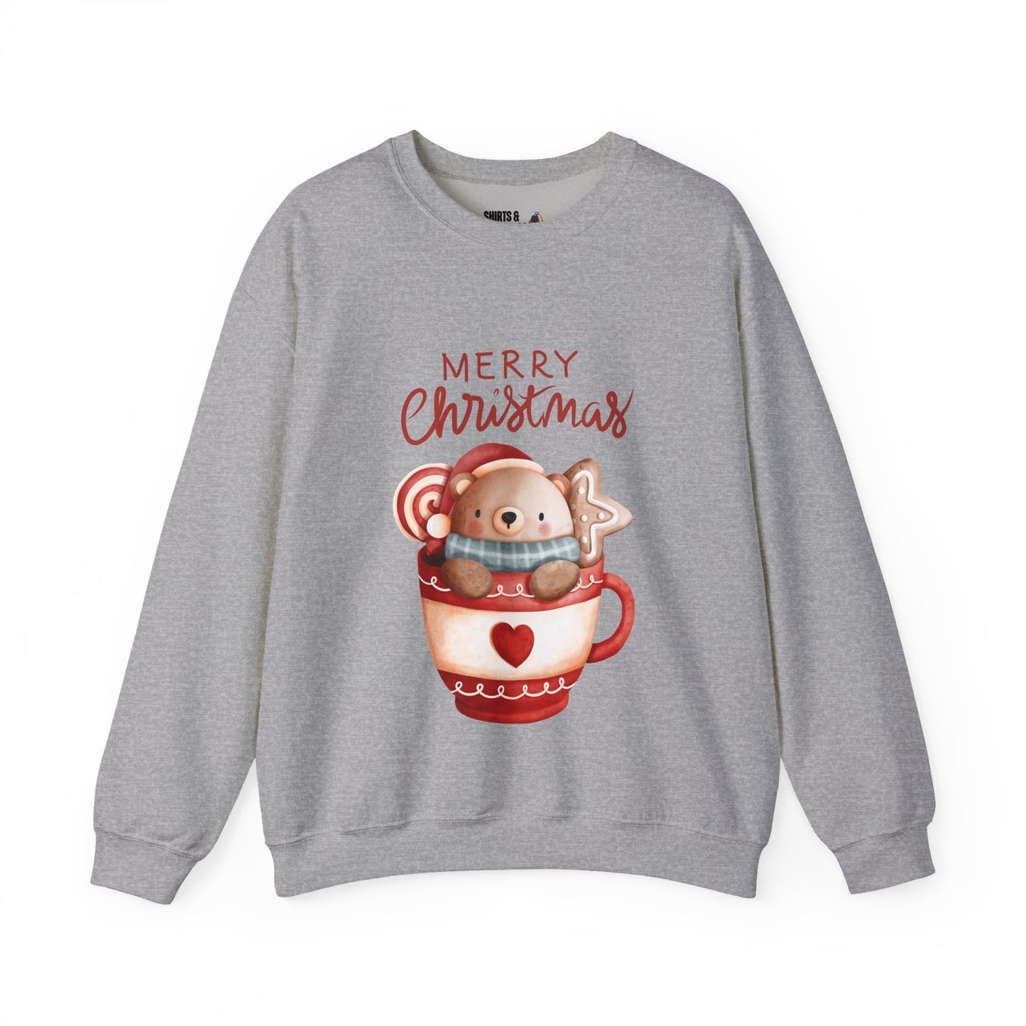 Christmas Bear in a Mug Crewneck Sweatshirt - 'Merry Christmas' Holiday Sweater