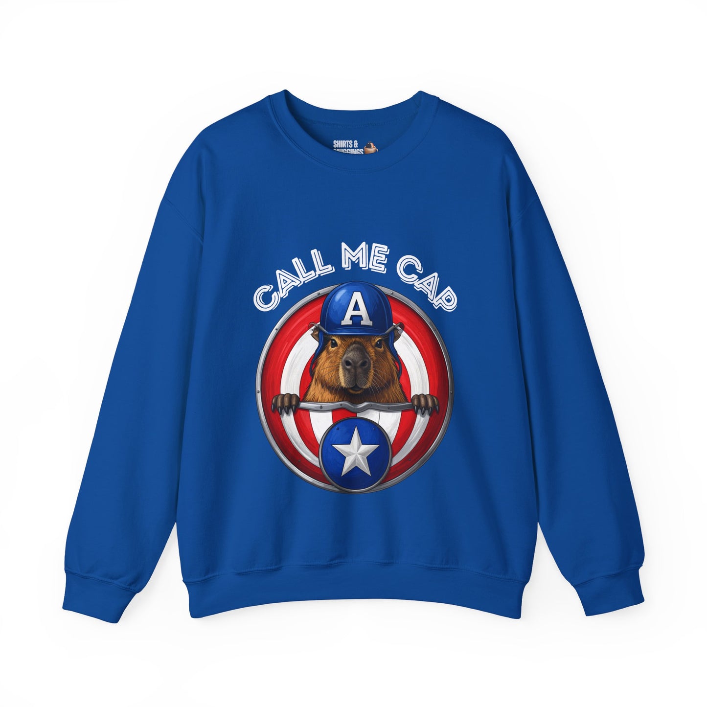 Call Me Cap Sweatshirt — Cute Capybara Captain Crewneck
