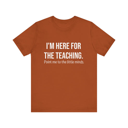 I'm here for the teaching, t-shirt for Teachers, Fun gift for educators, every day clothing