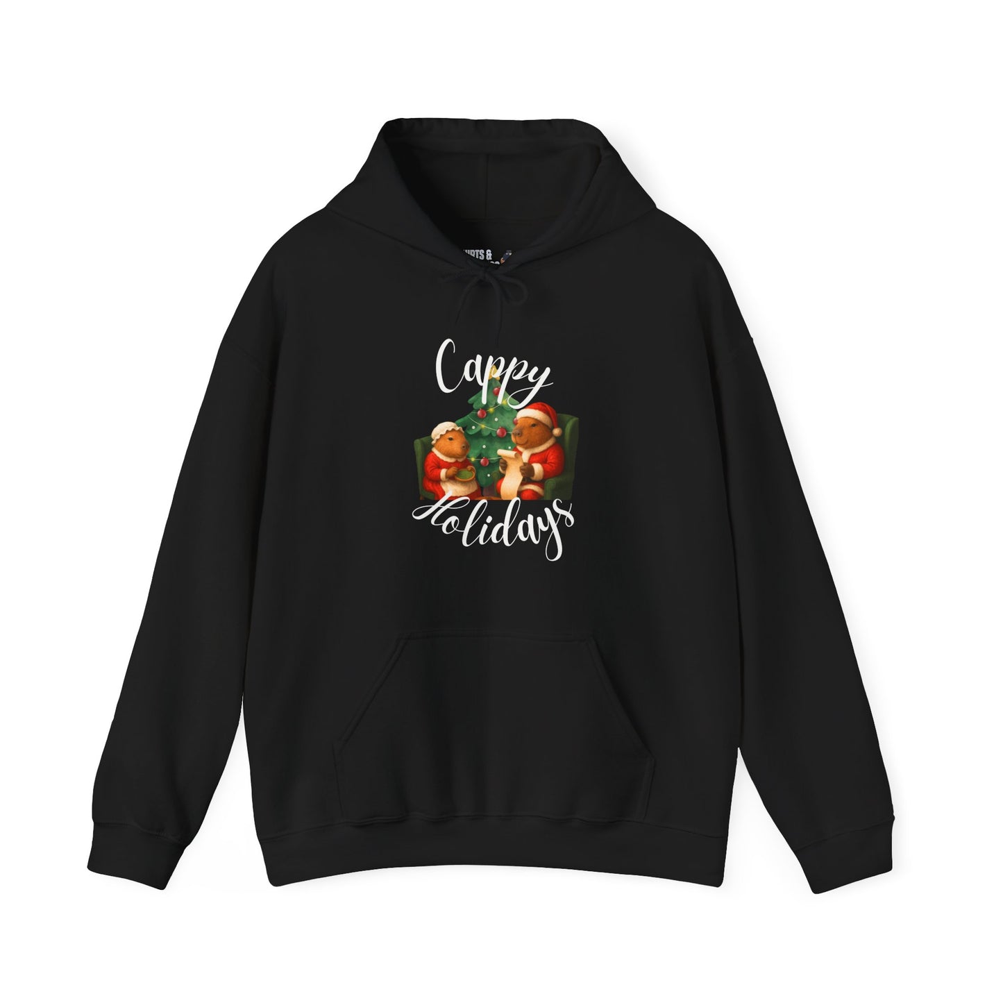Capybara Holiday Hoodie — "Cappy Holidays" Holiday Capybara Christmas Sweatshirt
