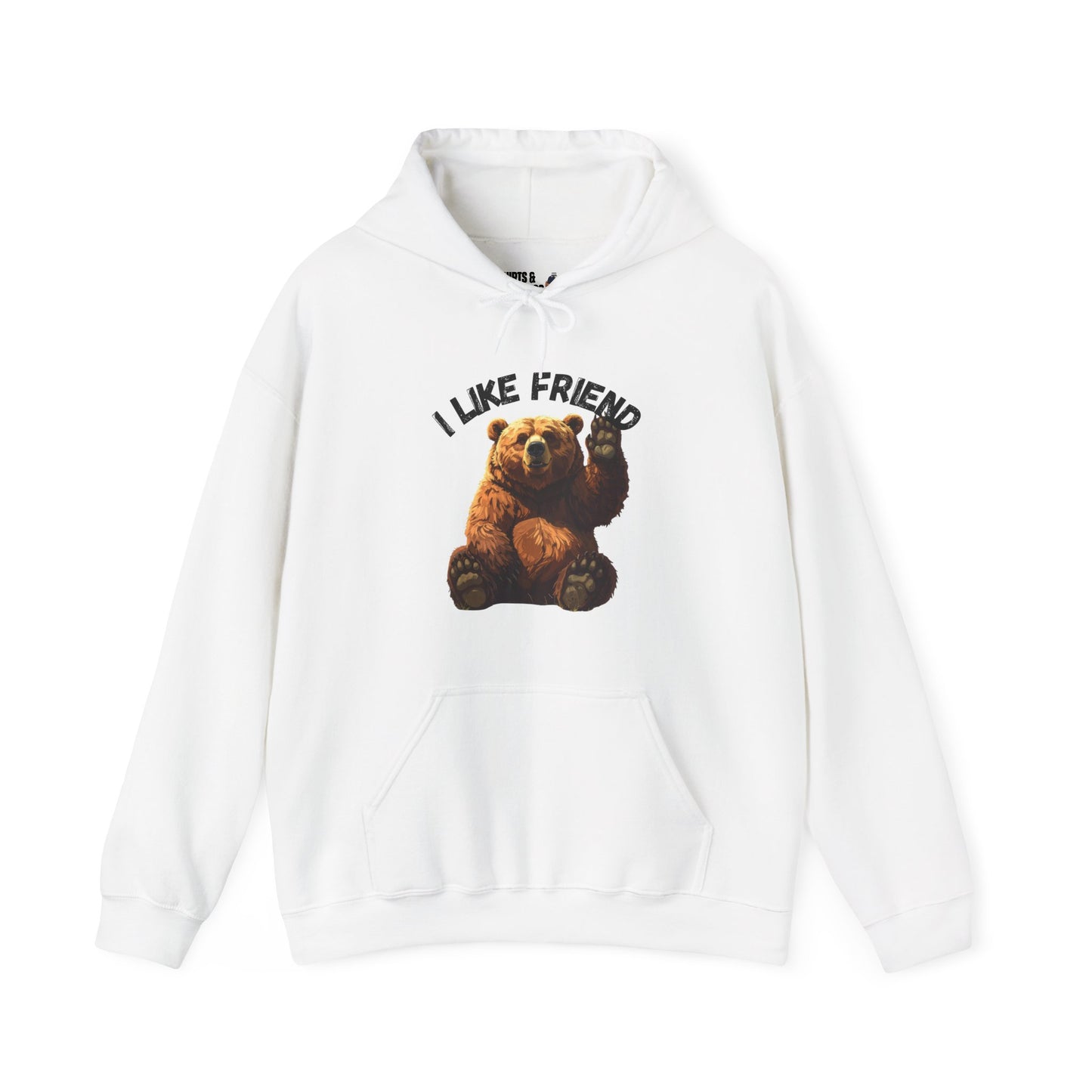 Bear 'I Like Friend' Hoodie - Cute Graphic Animal Pullover, Sweatshirt Gift