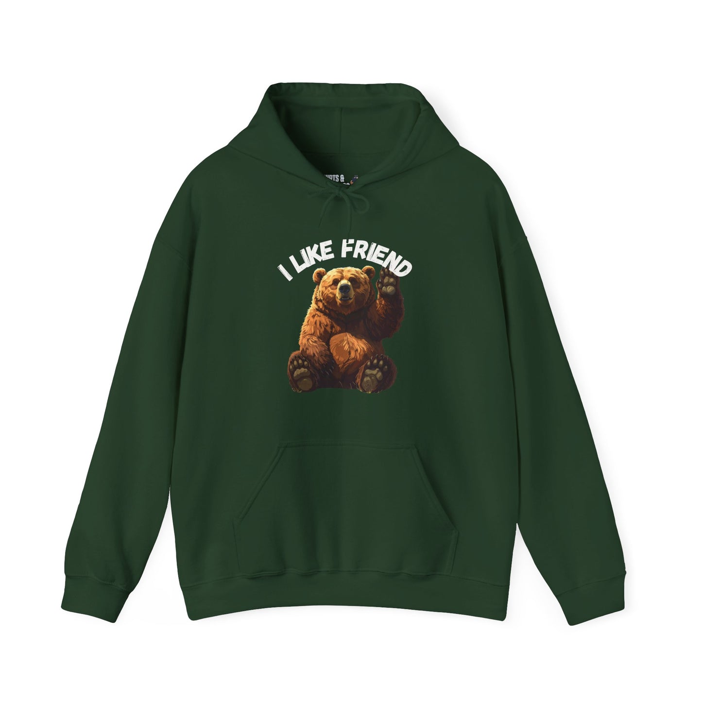 Bear 'I Like Friend' Hoodie - Cute Graphic Animal Pullover, Sweatshirt Gift
